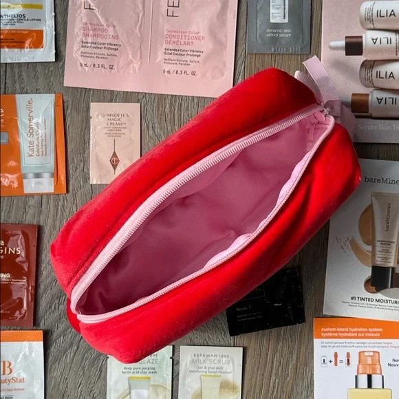 Cetaphil Cleanser Travel & 25 Various Skin Body Hair Makeup Samples Red/Pink Bag - Picture 3 of 16